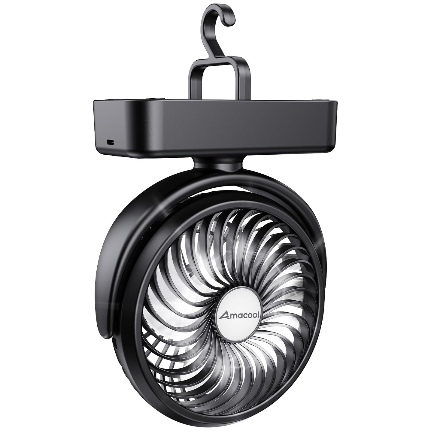 Rynx | Portable Camping Fan With Led Lantern - 40H Working Time Rechargeable Battery Operated Fan With Hanging Hook For Tent Car Caravan Hurricane Emergencies Power Outages Survival Kit