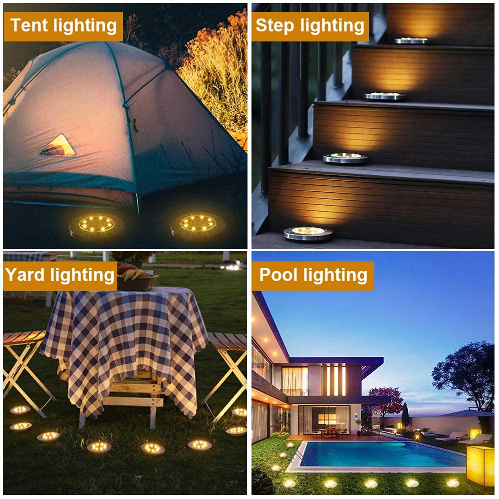 Rynx | Aogist 8 Pack Sunlight, Warm White Led Garden Disk Lights For Outdoor Path