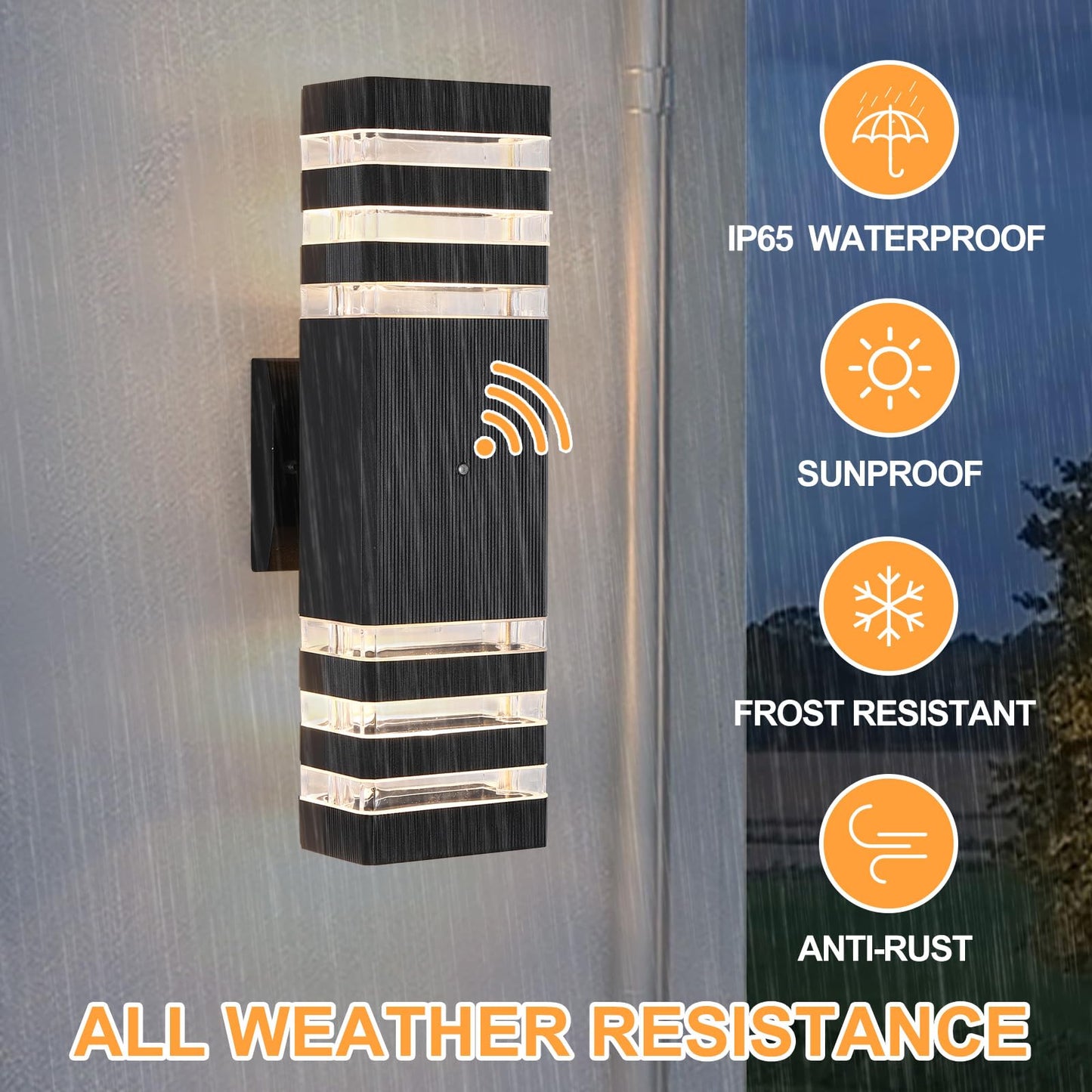 Rynx | Zhmdjdsh Dusk To Dawn Outdoor Wall Lamps - 3000K Warm White Aluminium Up/Down Veranda Lights