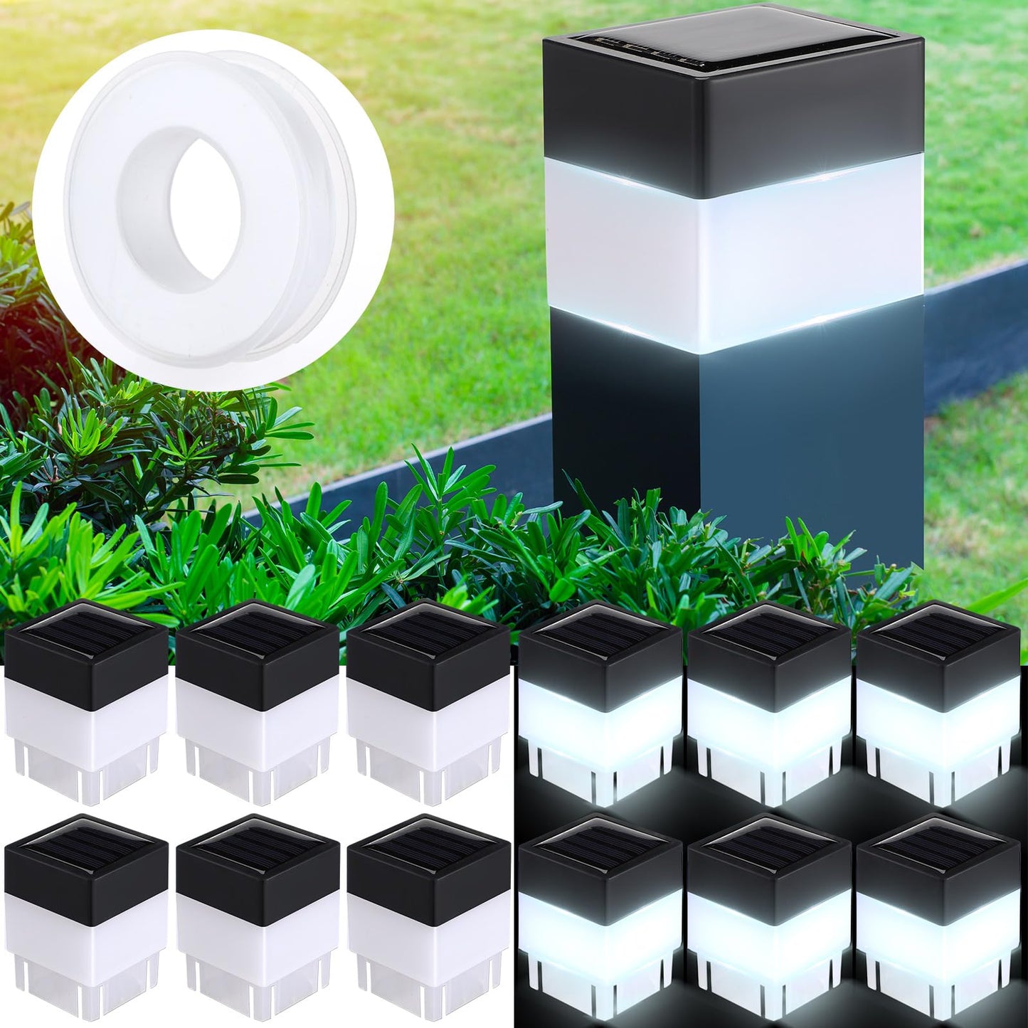 Rynx | Hicarer Solar Cell Hedge Post Chandeliers, 12 Pack 2X2In Led White Lights For Garden And Street Use