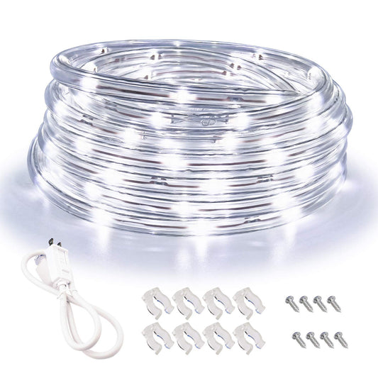 Rynx | Areful LED Light Strip Lamps, 16Ft Daylight White Light Strips With Clear PVC Jacket, Connectable And Flexible, Waterproof For Indoor Outdoor Use, 110V Plug Link Lighting With High Brightness 3528 LEDs
