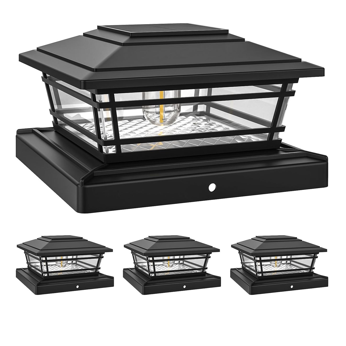 Rynx | Aponuo 4X4 Post Solar Light, Solar Post Lantern Warm White 2 Brightness Waterproof Edison LED Bulbs for 4X4 6X6 Wooden Posts,