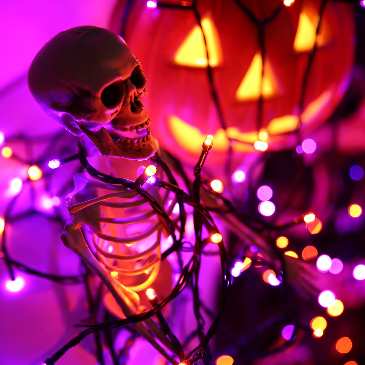 Rynx | Toodour 82Ft Halloween String Lights, 200 Led Waterproof Motion Sensor, Orange & Purple Decor