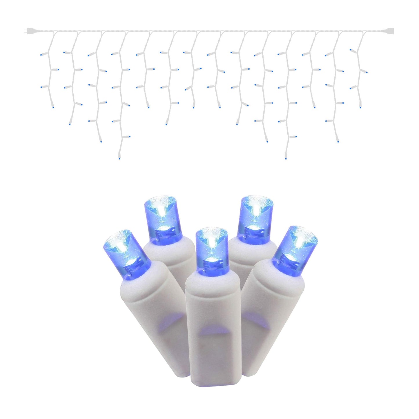 Rynx | Vickerman 70 Blue Wide Angle Led Ikebana Lights On White Wire, 9' Christmas Simple Mold Light Strand