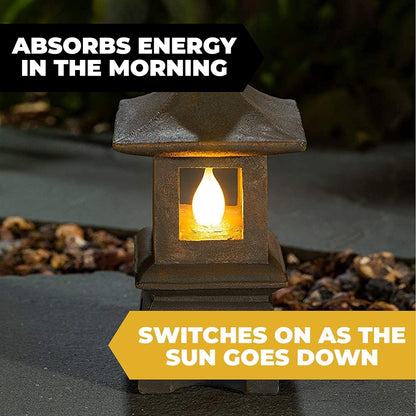 Rynx | Vp Home Solar Powered Pagoda Zen Garden Statue - Led Outdoor Lantern For Terrace, 13&quot;X6&quot;X6&quot;