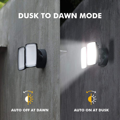 Rynx | Lutec 32W Double-Head Led Floodlight, 3500 Lumen, 5000K, Waterproof Outdoor Security Light