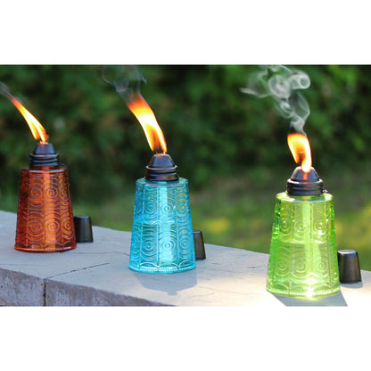 Rynx | Seraphic Citronella Table Lamp Set of 3 - Decorative Glass Lights for Outdoor Patio, Garden