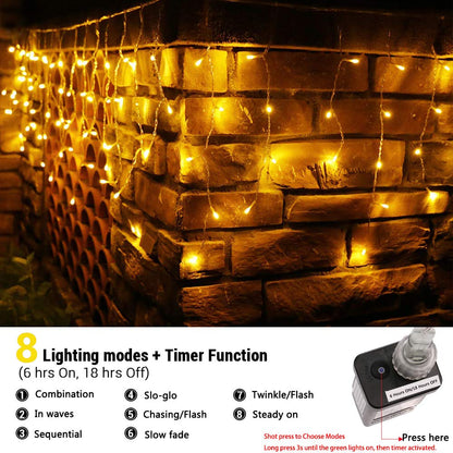 Rynx | Toodour 360 LED Christmas icicle lights, 29.5Ft warm white light string for holiday decoration