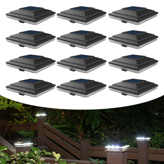 Rynx | Huyieno Solar Energy Post Cap Light, Outdoor Deck Fence Post Light, Powerful Lithium Battery 20Lumens Two Light Modes Warm White/Brilliant