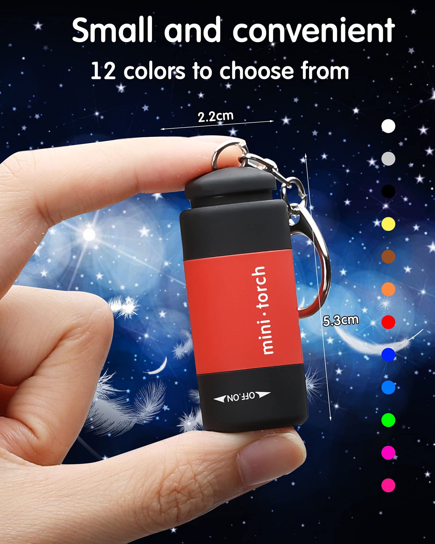 Rynx | Mudder Mini Keychain Flashlight - 12 Pack, Usb Rechargeable, Waterproof, White Light Torch