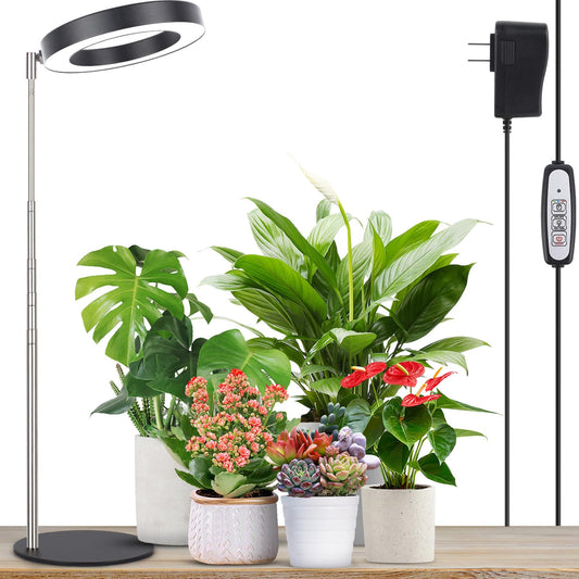 Rynx | Lordem Growth Light, Led Plant Light For Indoor Plant Growth, Full Spectrum Desk Growth Lamp With Automatic Timer For 4H/8H/12H, 4 Dimmable Levels, Height Adjustable 9.8&quot;-30.6&quot;, Black