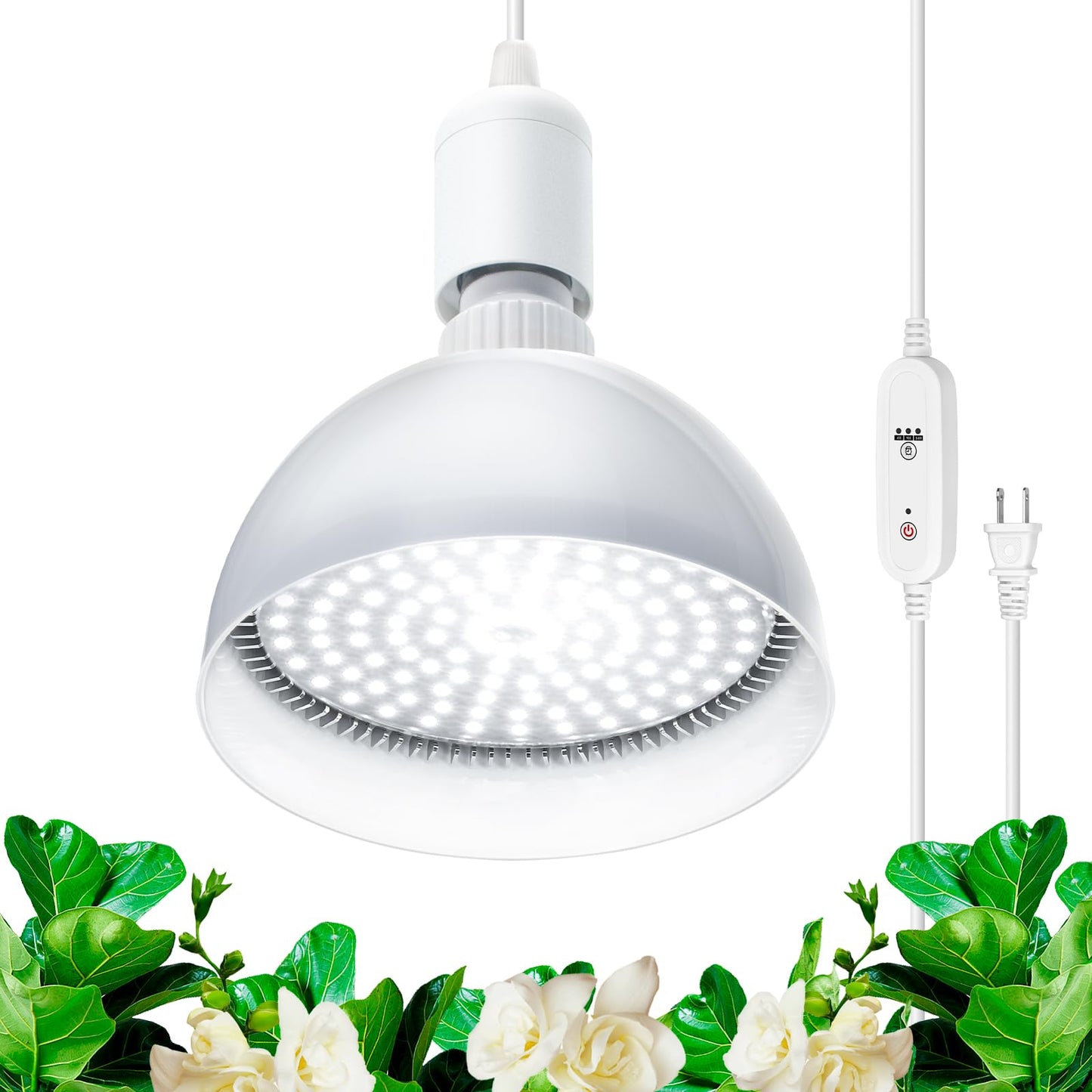 Rynx | Barrina Led Grow Light Bulb With Timer And Hanging System, 25W Full Spectrum, 4H/9H/14H Timer, Hanging Grow Light For Indoor Plants With 16.4Ft Power Cable, Plug In Pendant Lamp For Plants