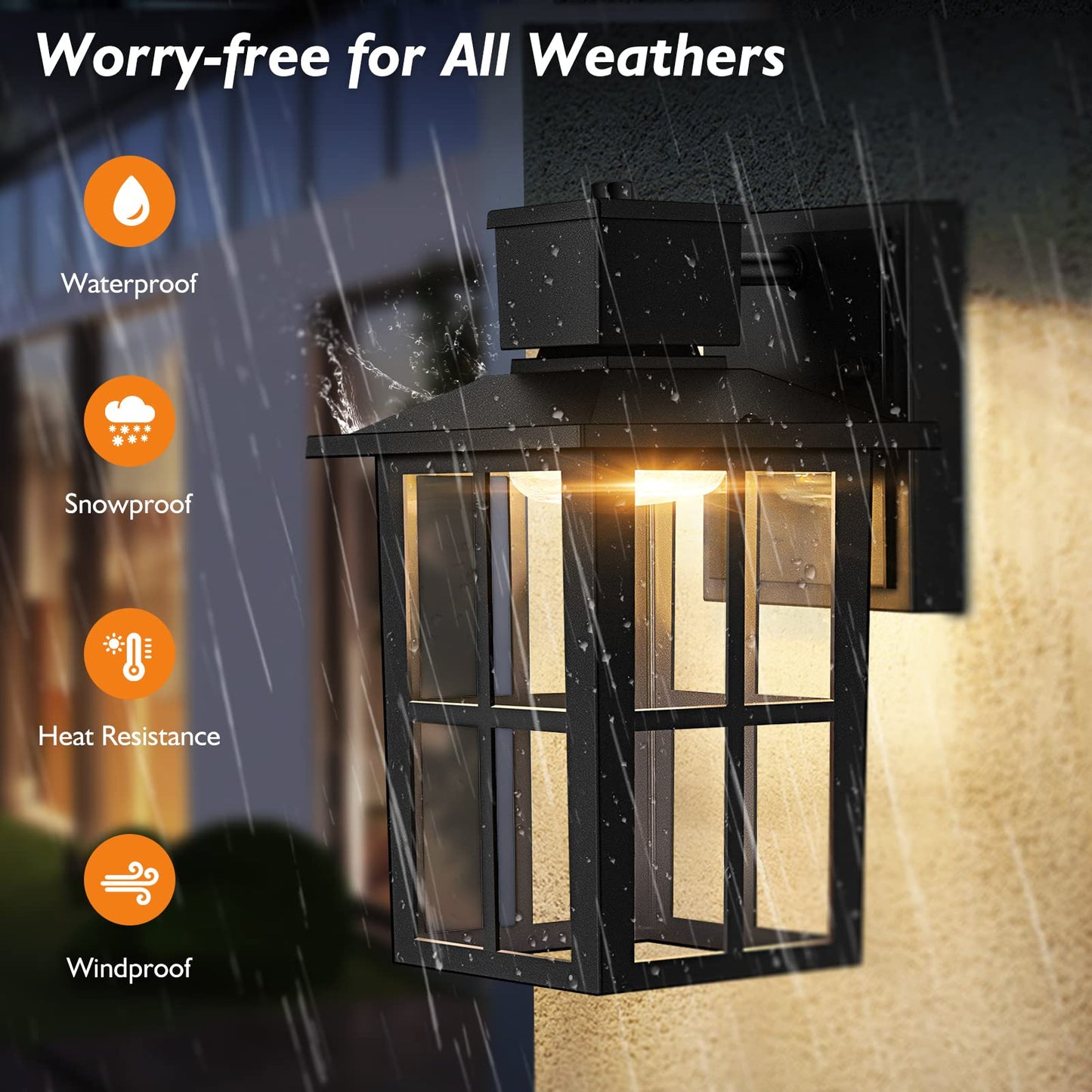 Rynx | Brightever 10W Outdoor Wall Lamps, Waterproof Black Lanterns, 3000K/4000K/6500