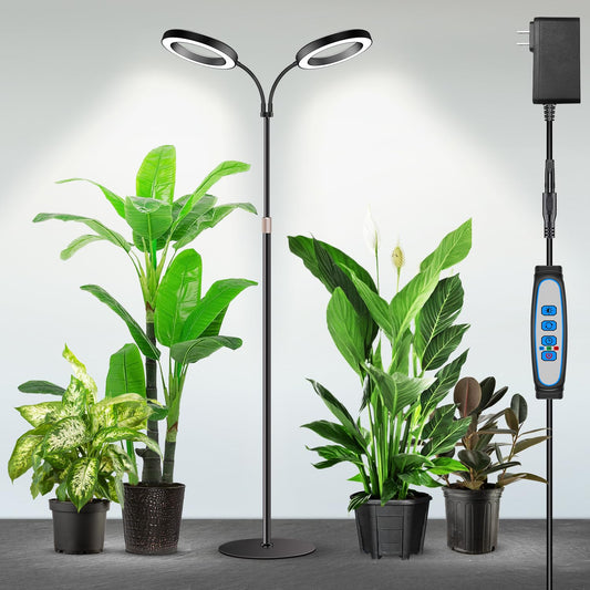 Rynx | Garpsen Halo Growth Light, Dual-Head Full Spectrum Led Plant Light For Indoor Growth With Stand, 3 Color Modes Grow Lamp With Timer 6/12/16H, 5 Dimmable Levels, 168 Leds And 67''Height Adjustable