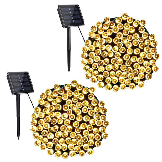 Rynx | Toodour Solar Energy Christmas Lights, 2 Packs Total 144Ft 400 Connected 8 Modes Solar String Lights, Waterproof Solar Outdoor Christmas Lights for Garden, Terrace, Fence, Balcony, Christmas Tree Decor - Warm White