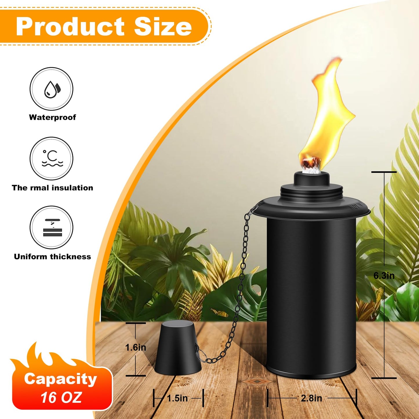 Rynx | Fan-Torches 4 Pack Refillable Torch Holders, 16Oz Citronella Fuel For Outdoor Parties