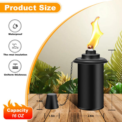 Rynx | Fan-Torches 4 Pack Refillable Torch Holders, 16Oz Citronella Fuel For Outdoor Parties