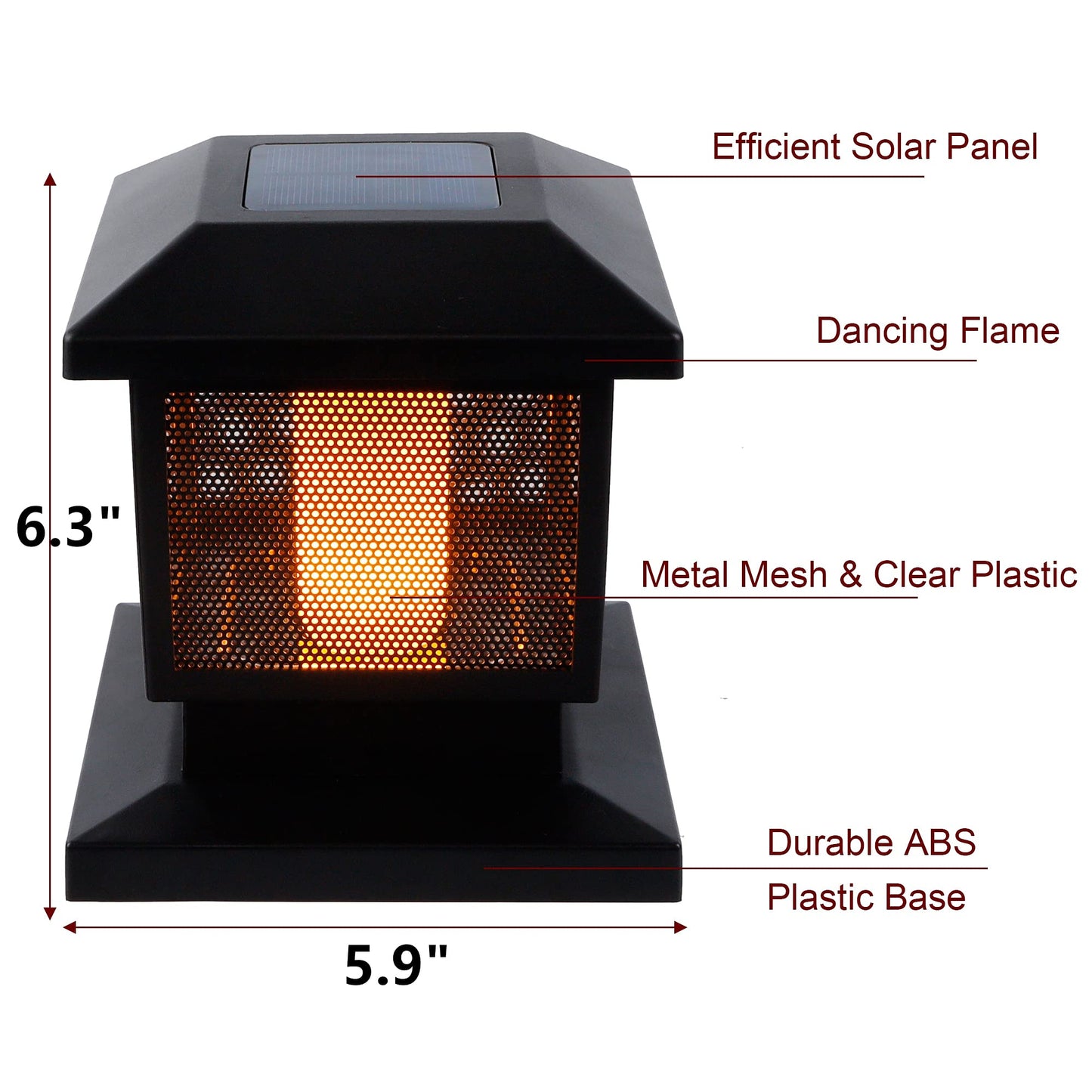Rynx | Maggift Solar Flame Post Lights, 6 Pack Outdoor Led Cap Lights For 4X4, 5X5, 6