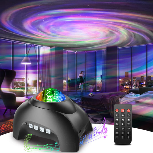 Rynx | Rossetta Galaxy projector, star projector lamp for bedroom, Bluetooth speaker and 8 white noise, night light for children adults game room, home theater, ceiling, Christmas, room decor