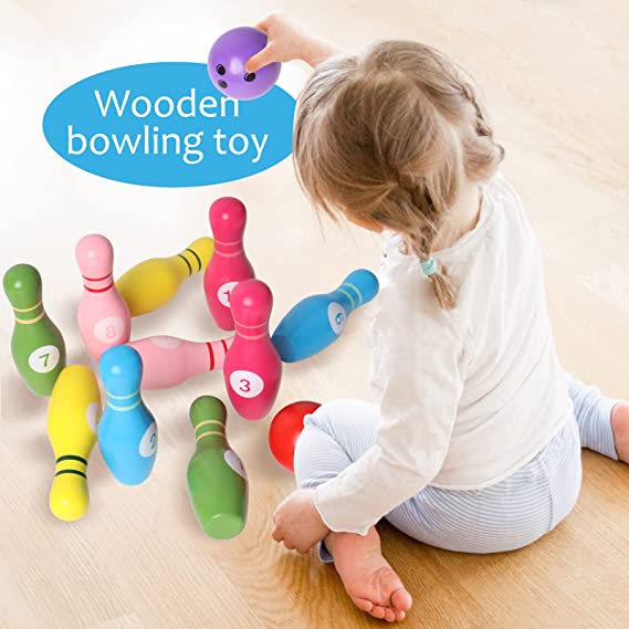 Rynx | Kids Colorful Wooden Bowling Set