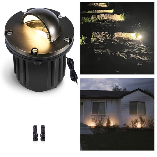 Rynx | Gardenreet Brass Brown Lighting - Waterproof 12V Ip65 In-Ground Landscape Lighting, Led Outdoor Replaceable Bulb Low Voltage Fixture