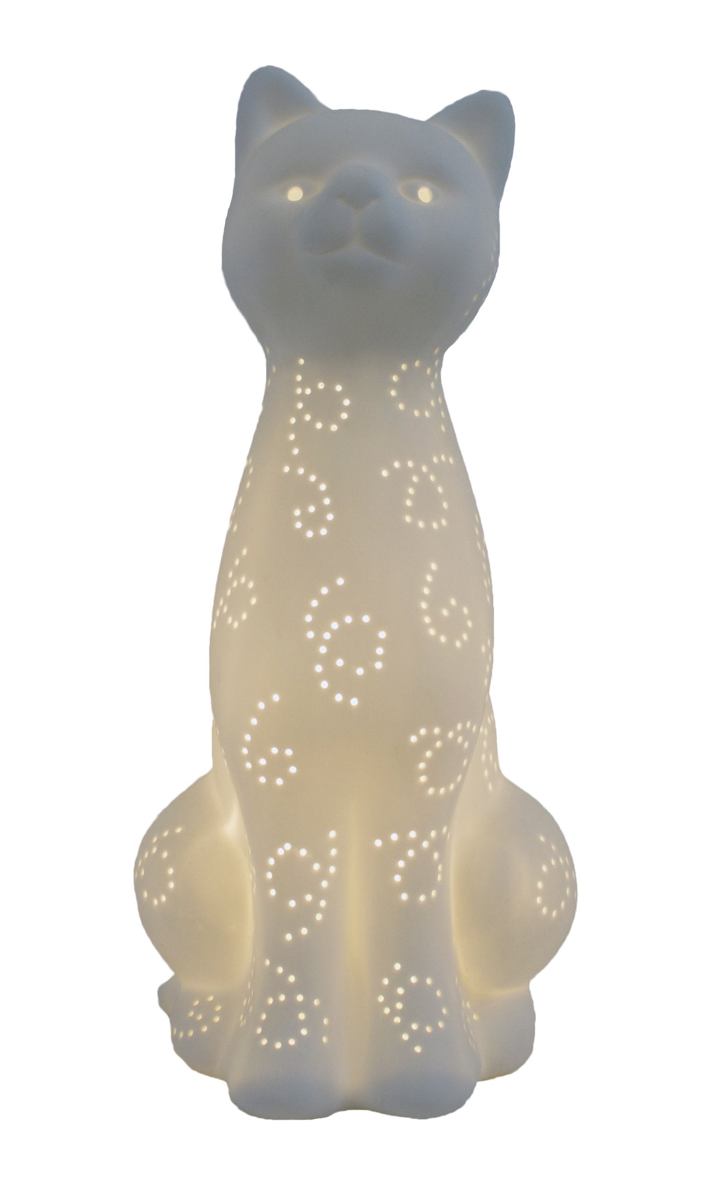 Rynx | Simple Designs Lt3056-Wht White Porcelain Animal-Shaped Table Lamp, Kitten