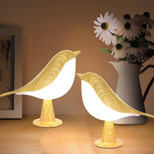 Rynx | 2pack Small Cute Bird Table Lamp, Touch Bird Night Light, Wireless Bed Lamp, Desk Lamp for Reading, 3-Way Dimmable Usb Rechargeable