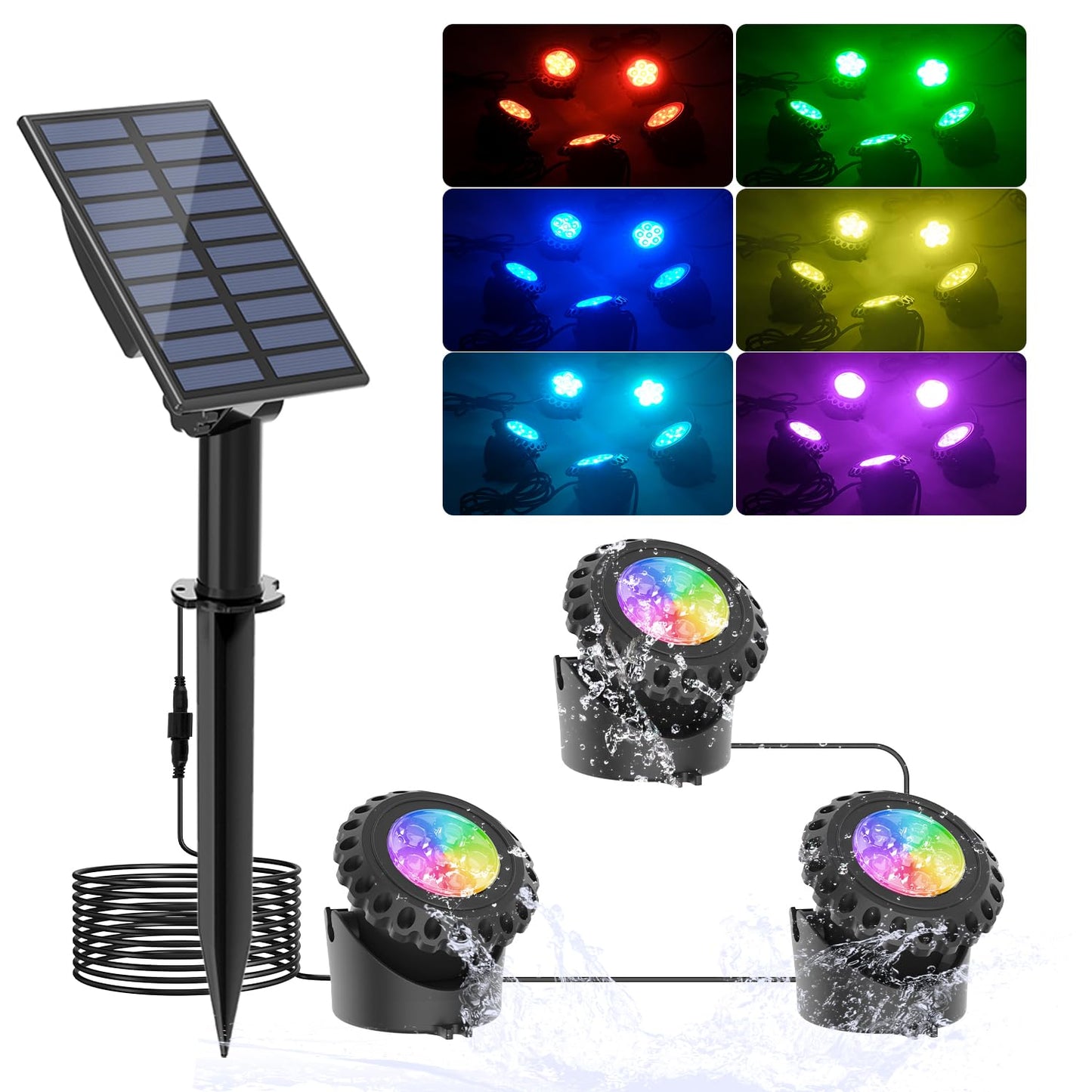 Rynx | T-Sun Sunlit Fountain Light - Rgb Color Changing Submersible Led For Pond, Aquarium & Garden