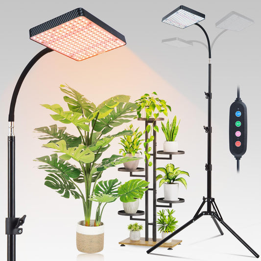 Rynx | Grow light with stand and timer, Fecida tripod standing grow light for indoor plants, 208 pcs LED bright plant grow lights for bonsai tree, seed starter, 24"-64" height adjustable