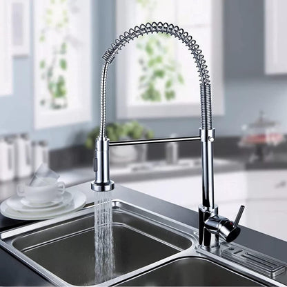 Rynx | MHome Extendable Chrome Kitchen Faucet with Filter Booster, Brass Mixer Tap, Hot Cold Water, Single Hole Installation
