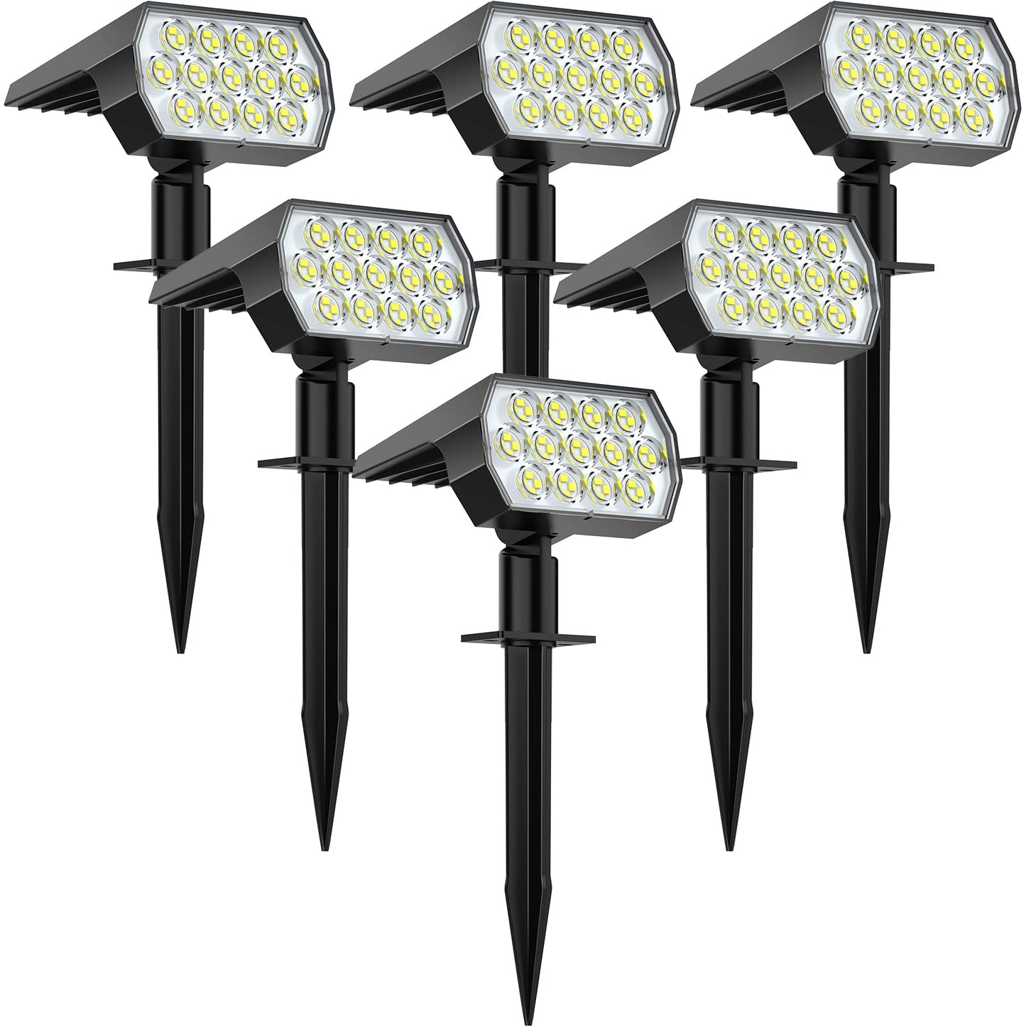Rynx | Welalo Solar Spotlight Outdoor, [6 Pack/52 Led/3 Modes] 2-In-1 Solar Landscape Light, Solar-Powered Security Light, Ip65 Waterproof Wall Lights For Pathway Garden Driveway (Cool White)