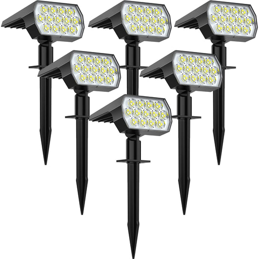 Rynx | Welalo Solar Spotlight Outdoor, [6 Pack/52 Led/3 Modes] 2-In-1 Solar Landscape Light, Solar-Powered Security Light, Ip65 Waterproof Wall Lights For Pathway Garden Driveway (Cool White)