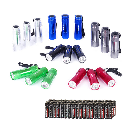 Rynx | Everbrite 18-Pack Mini Led Flashlights - Portable For Camping, Hurricane Supplies, Evening Reading