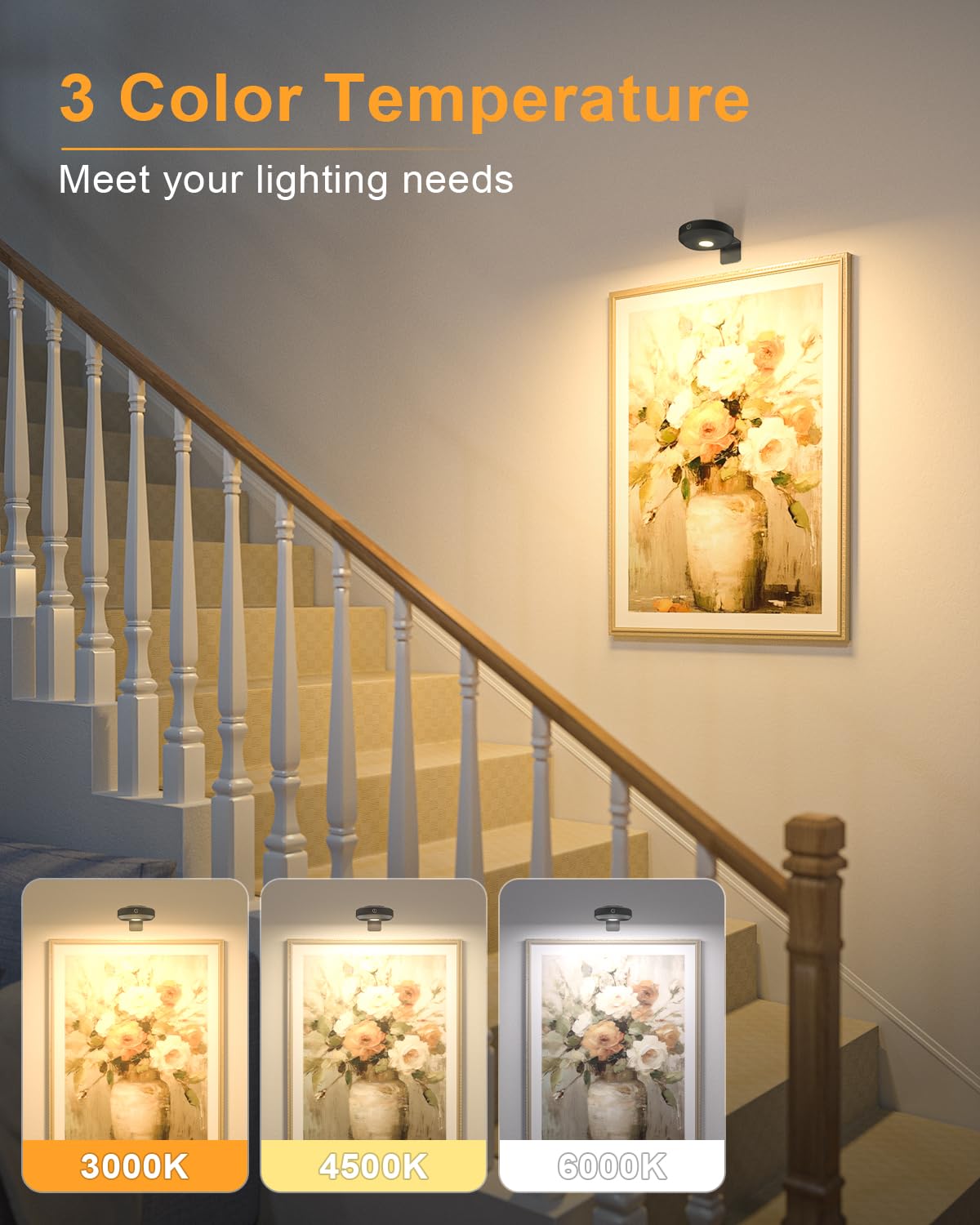 Rynx | Willed Wireless Rechargeable Picture Light with Remote Control, Dimmable Art Lighting, Magnetic Design