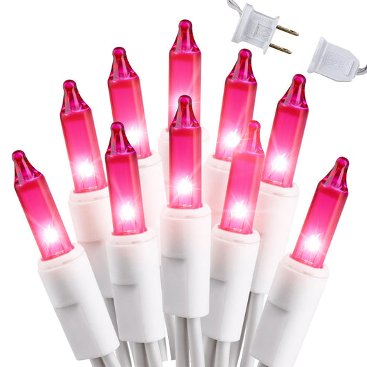 Rynx | Brizled Pink Christmas Lights, 300 Count 69.6Ft Incandescent Light Set Connectable, Indoor Light Strings White Wire, UL Certified Mini Lights For Room Bedroom Valentine’s Day Wedding Birthday Decor