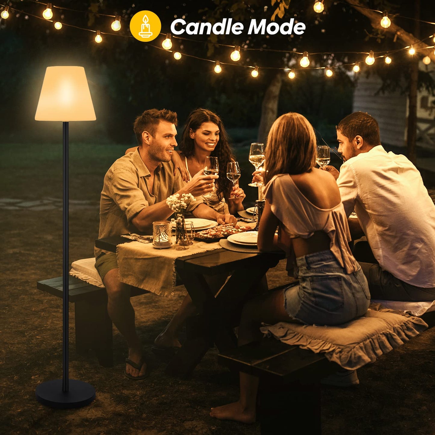 Rynx | Gewiny Solar-Powered Outdoor Floor Lamp - Dimmable LED, Waterproof, Wireless For Patio & Garden