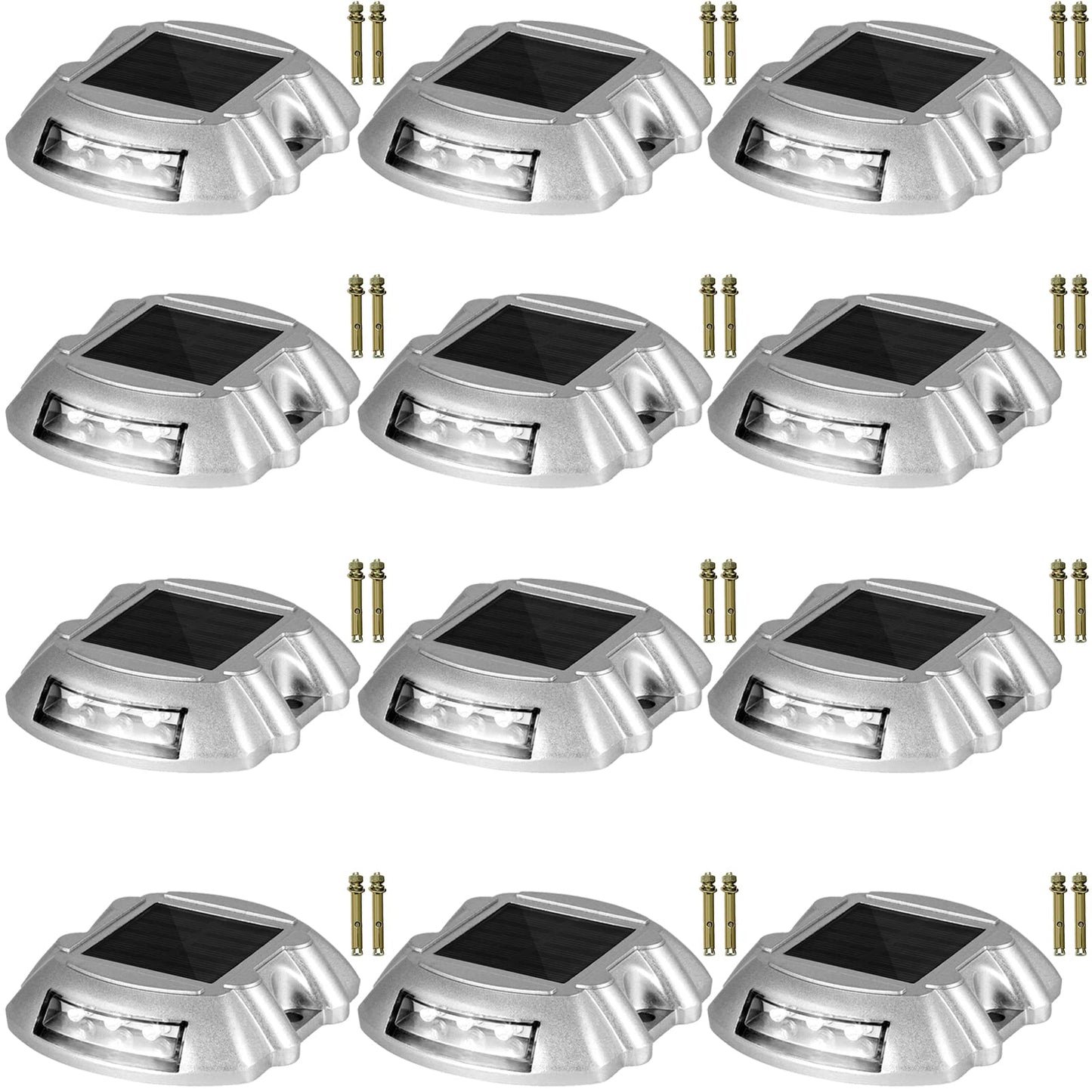 Rynx | Vevor Solar Dock Lights - 12 Pack Lights Bright White Waterproof Wireless Boat Dock Lights With Screws For Pathway, Garden, Walkway, Sidewalk