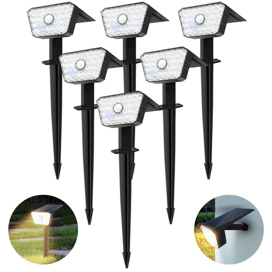 Rynx | Ailynice Solar Spotlights Outdoor Motion Sensor Solar Landscape Lighting Solar Outdoor Waterproof Ip67 4 Modes 2800K Solar Garden Lights Auto On/Off Outdoor Solar Lights For Garden-6 Pack