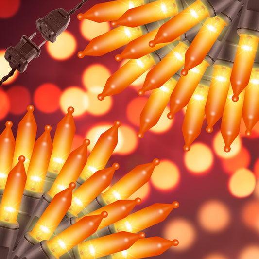 Rynx | Justpro 100Lights Orange Extra-bright With End Connectors Halloween Decorative Lights 5.98M UL Certified Mini Light String Set Waterproof For Halloween Home Garden Christmas Party Patio Wedding