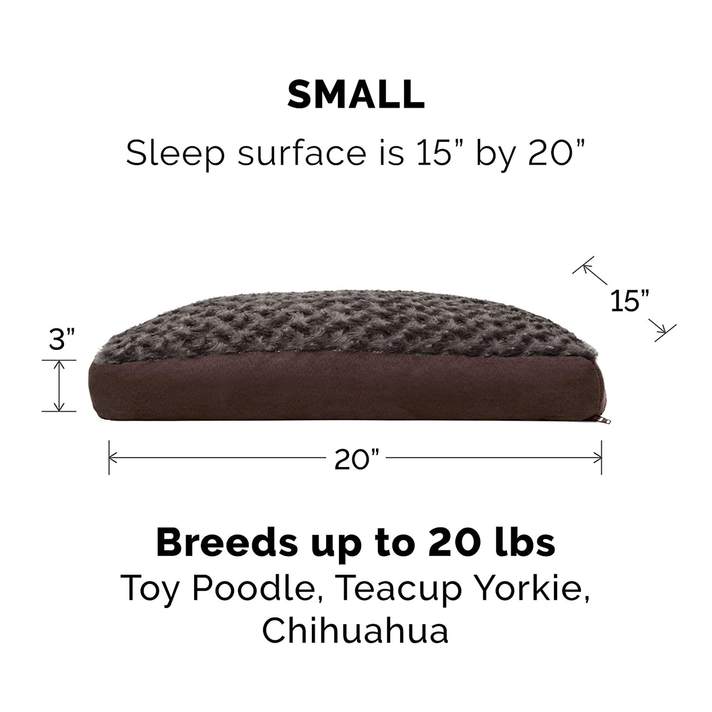 Rynx | Furhaven Pet Dog Bed - Deluxe Ultra Plush Faux Fur Pillow Cushion Traditional Mattress Pet Bed with Removable Cover for Dogs and Cats, Chocolate, Small