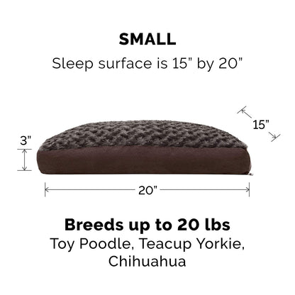 Rynx | Furhaven Pet Dog Bed - Deluxe Ultra Plush Faux Fur Pillow Cushion Traditional Mattress Pet Bed with Removable Cover for Dogs and Cats, Chocolate, Small