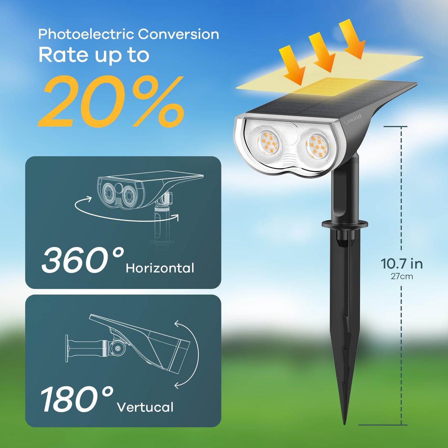 Rynx | Linkind Starray Solar Spotlights 3000K Warm White, Waterproof, 16 LEDs, 4 Pack for Outdoor Use