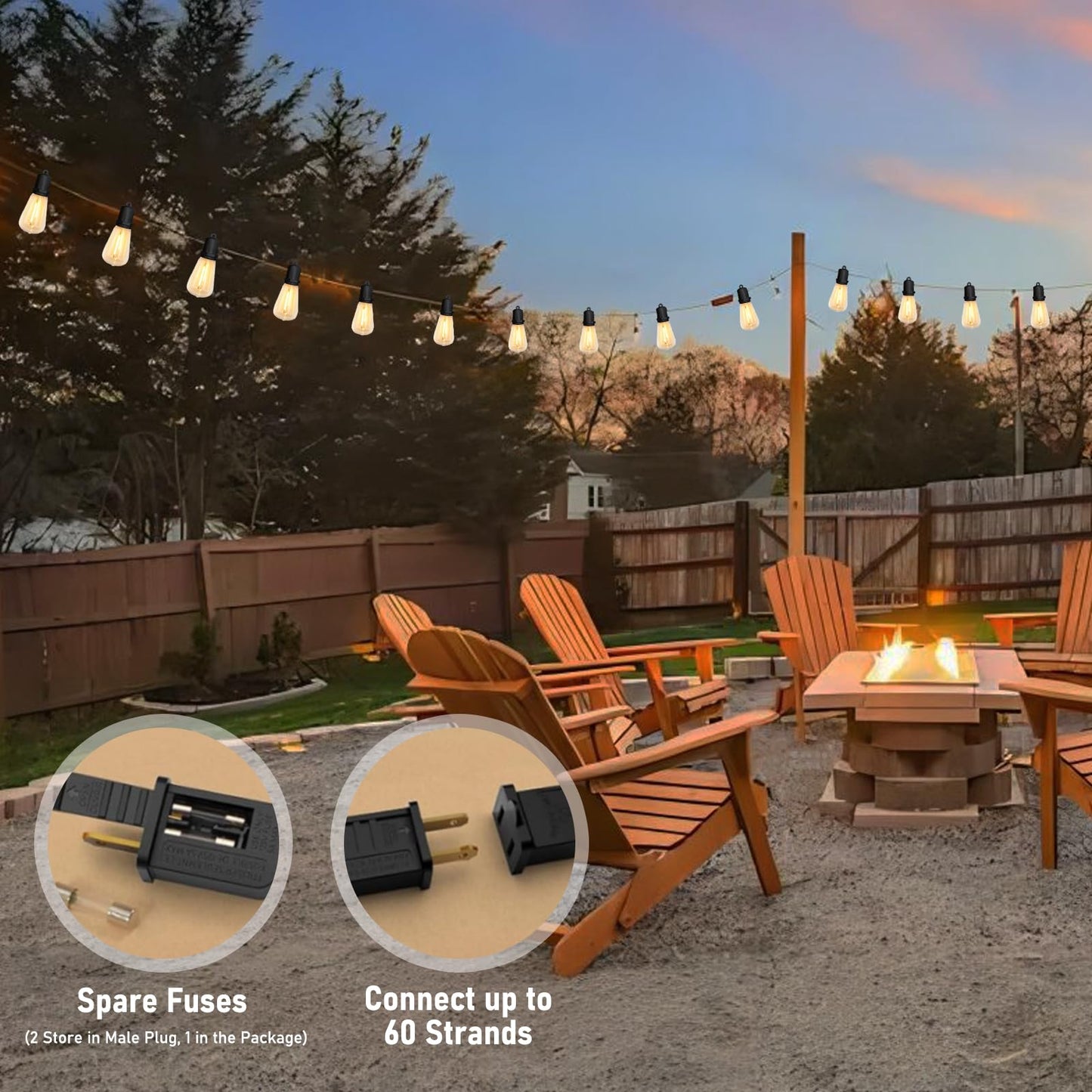 Rynx | Konictom 25Ft Led Outdoor Light Sources, 13 Warm White Socketed Bulbs For Patio & Garden Decor