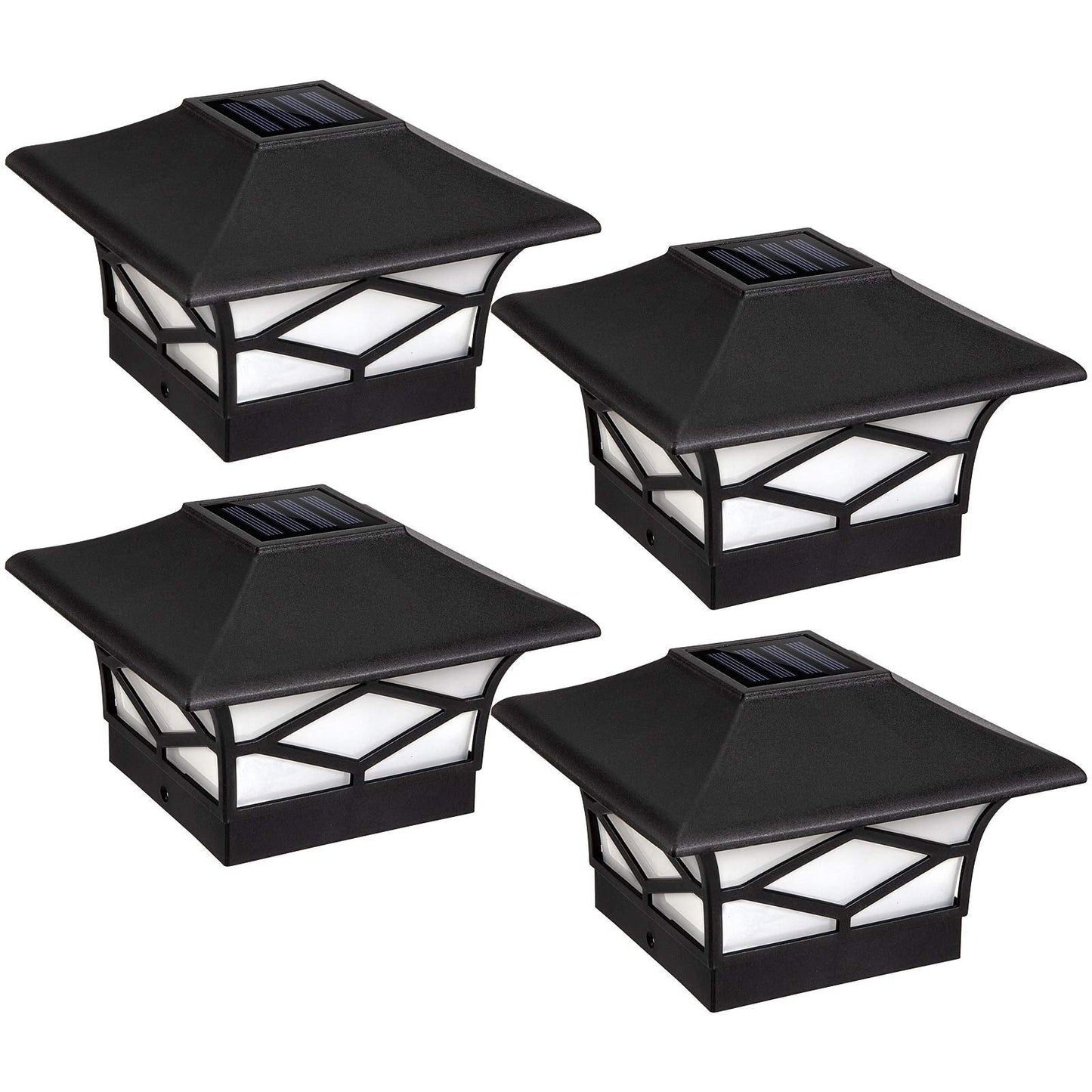Rynx | Solar Post Light Outdoor 4Pack, Waterproof Solar Powered Deck Hexagonal Post Lights For 4X4 Wood/Vinyl Posts, Solar Outdoor Led