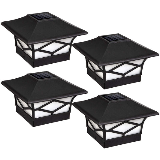 Rynx | Solar Post Light Outdoor 4Pack, Waterproof Solar Powered Deck Hexagonal Post Lights For 4X4 Wood/Vinyl Posts, Solar Outdoor Led
