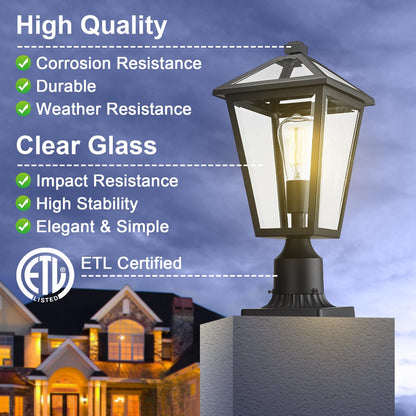 Rynx | Luminzone Outdoor Post Lighting, Waterproof Aluminum Lamp for Walkway & Patio, Matte Black