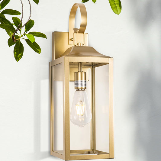 Rynx | Yolsunes 19" Gold Outdoor Wall Lamp, Waterproof Industrial Wall Lamp For Veranda & Garage
