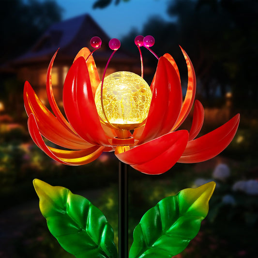 Rynx | Sunlight Outdoor Garden Decoration, Sun Windmill Garden Ornament For Outdoor Use, Lotus Windmill Path Light With LED Cracked Crystal Ball Waterproof Flower Sculpture For Terrace Lawn Garden Gifts