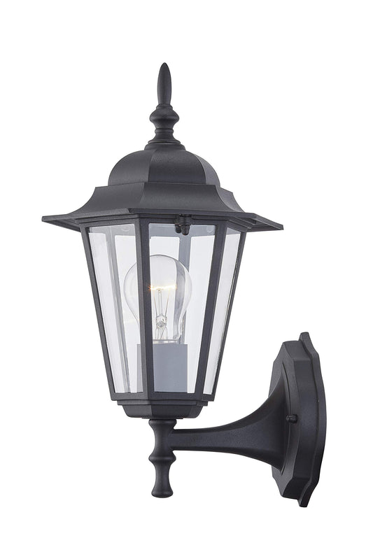 Rynx | Wisbeam Black Outdoor Wall Lamp, Etl Certified Light Fixture, Glass & Metal, E26 Base, Moisture Load Rated