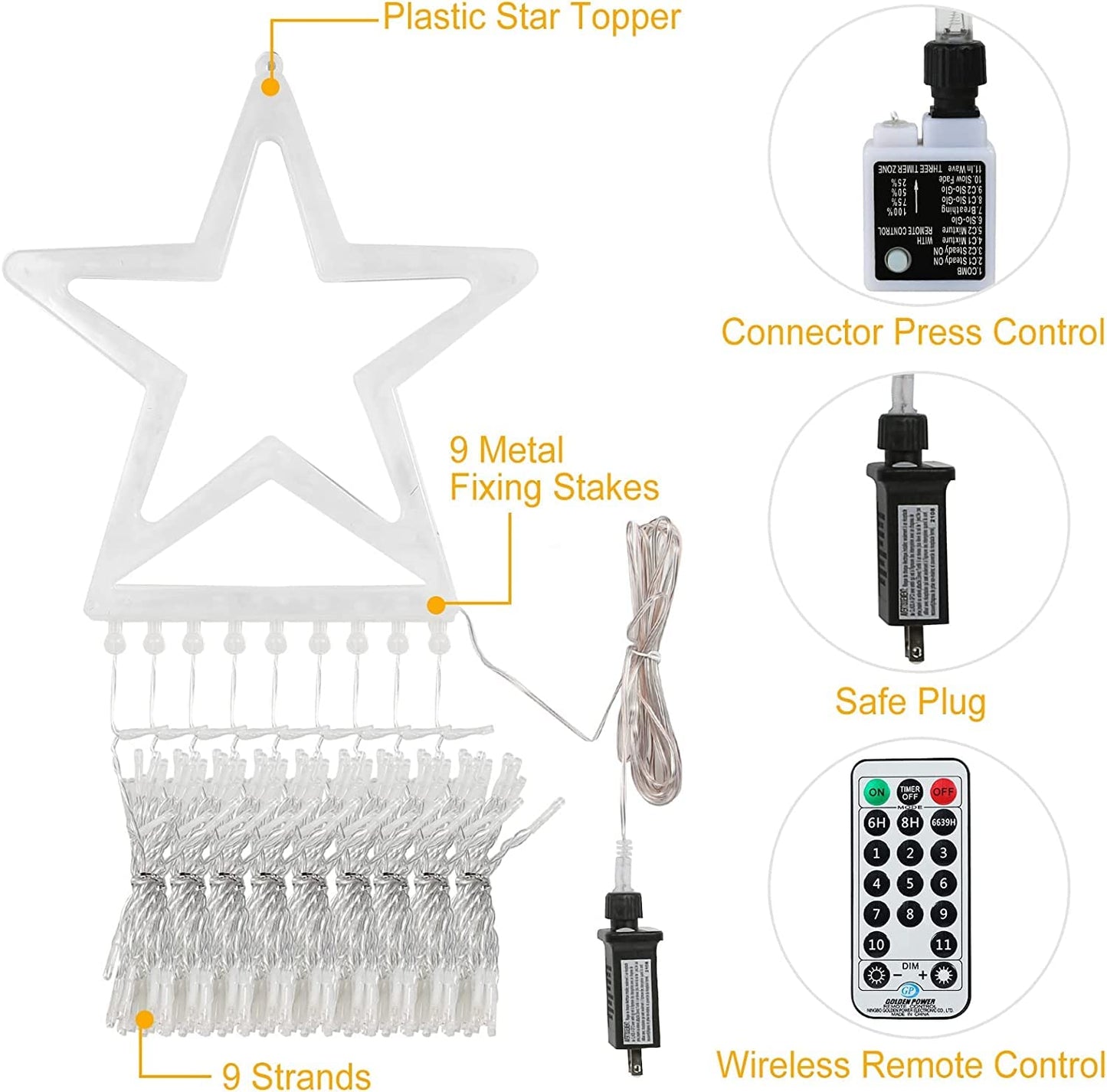 Rynx | Miniao Color Changing Christmas Lights, 11 Modes, 320 Led, Waterproof, Remote Control, 16.4Ft